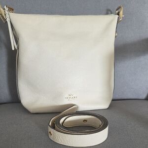 Coach Pebbled Leather Hobo Bag in Chalk